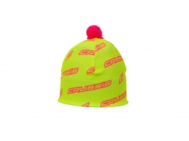 Čiapka CRUSSIS s brmbolcom žltá fluo / ružová fluo logo.jpg