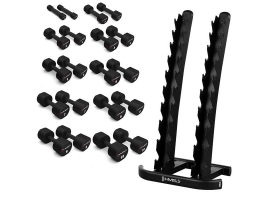 HMS Sada 10 párů jednoruček HMS HPT 1-10 kg a stojanu STR37.jpg