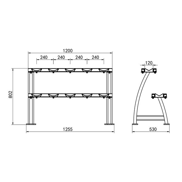 HMS Stojan na 10 jednoručních činek HMS STR38.jpg